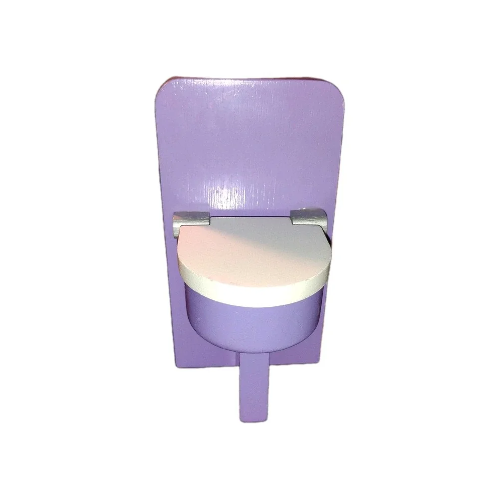 Purple Toilet Potty for Dollhouse Wooden w/ Lid Standalone‎